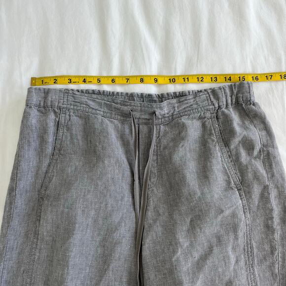 J. Jill Love Linen Gray Taupe Drawstring Relaxed Fit Ankle Pull On Pants Small - Picture 3 of 10